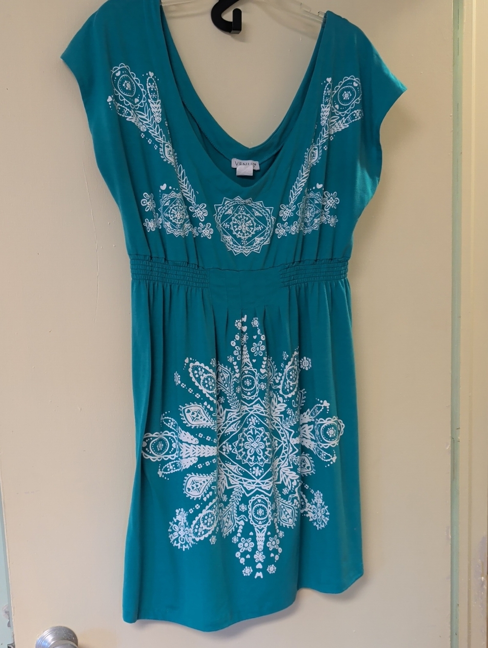 Teal Embroidered Fit-and-Flare Dress